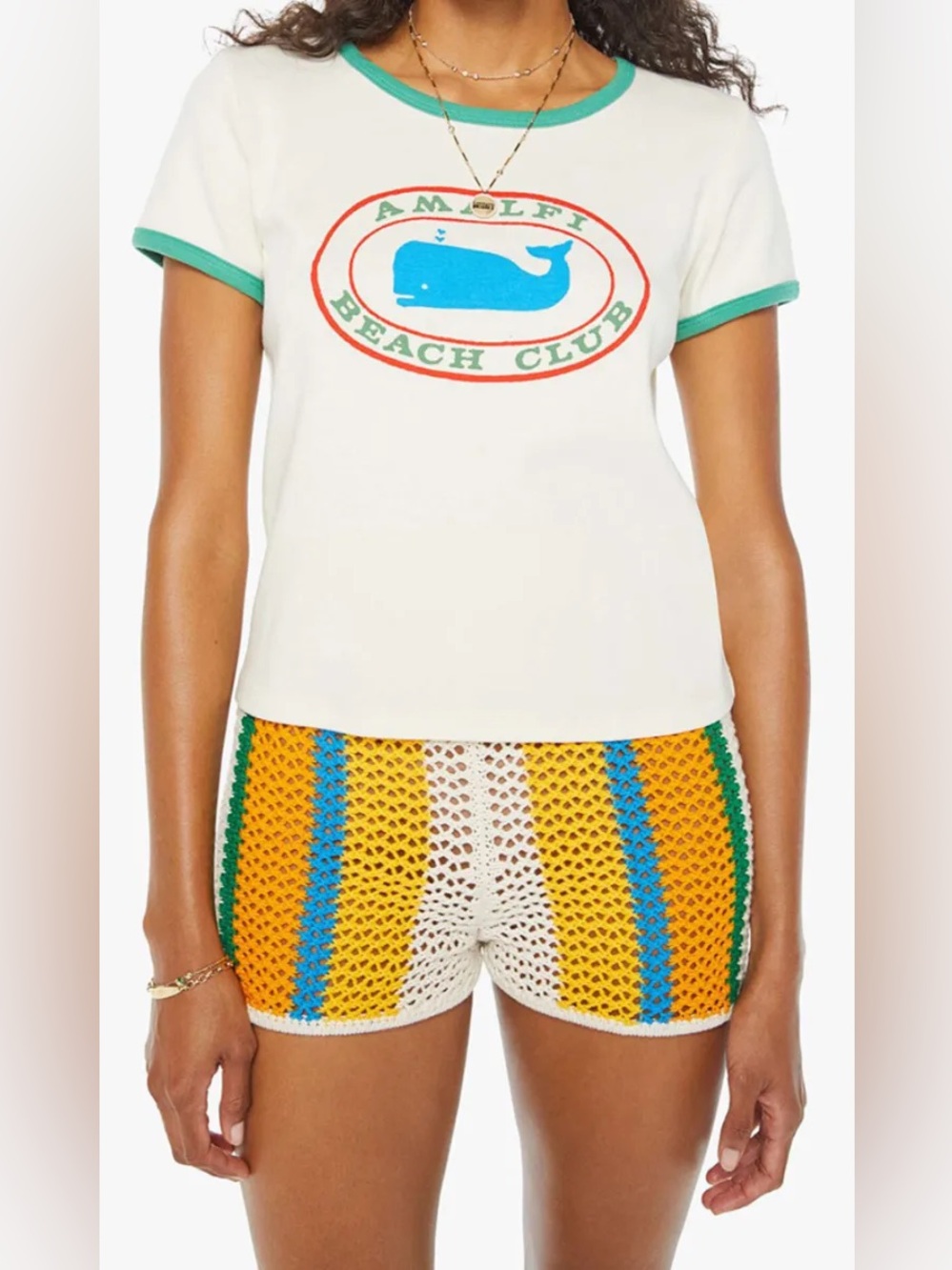 NWOT MOTHER The Itty Bitty Ringer Amalfi Beach Club Tee XL